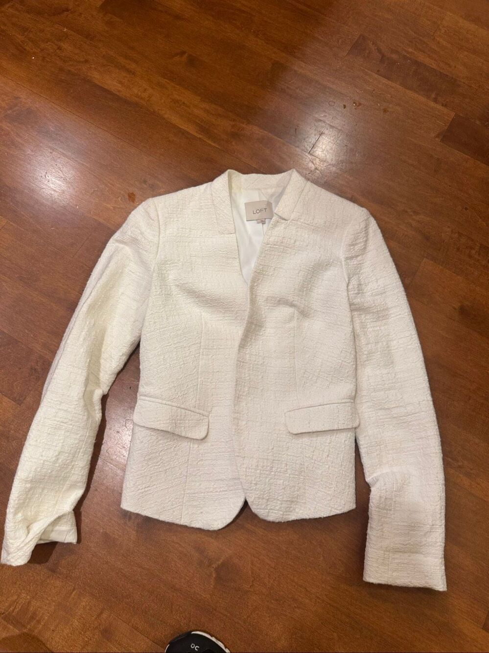 LOFT White Textured Blazer Jacket Women’s Size 2 Cotton Blend Lined